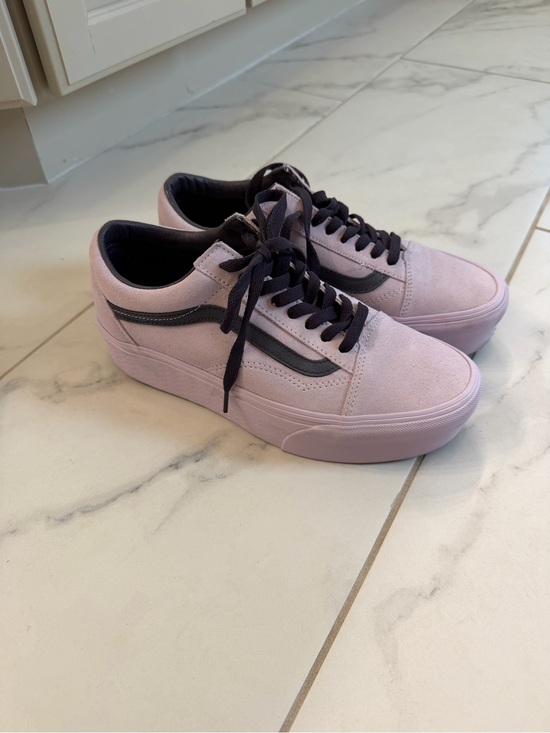 Vans Shoes - Vans, Lavender Suede Skate Sneakers with purple Stripe